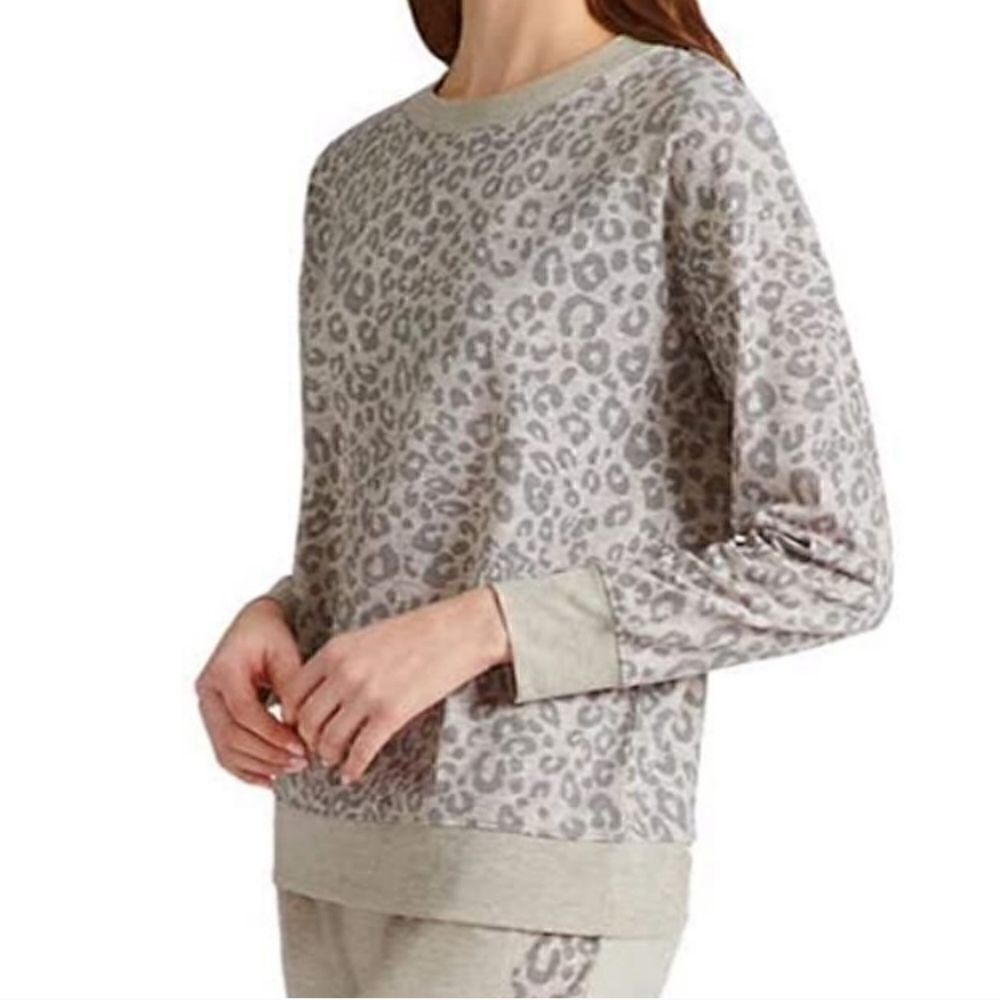 SPLENDID Oatmeal Leopard Print Sweatshirt - Size XXL